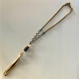 Pretty Lucky Brand Boho Necklace - Bronze, Silver, Faux Leather